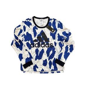 Adidas x Zoe Saldana Womens Blue Abstract Crew Sweatshirt Size L NWT